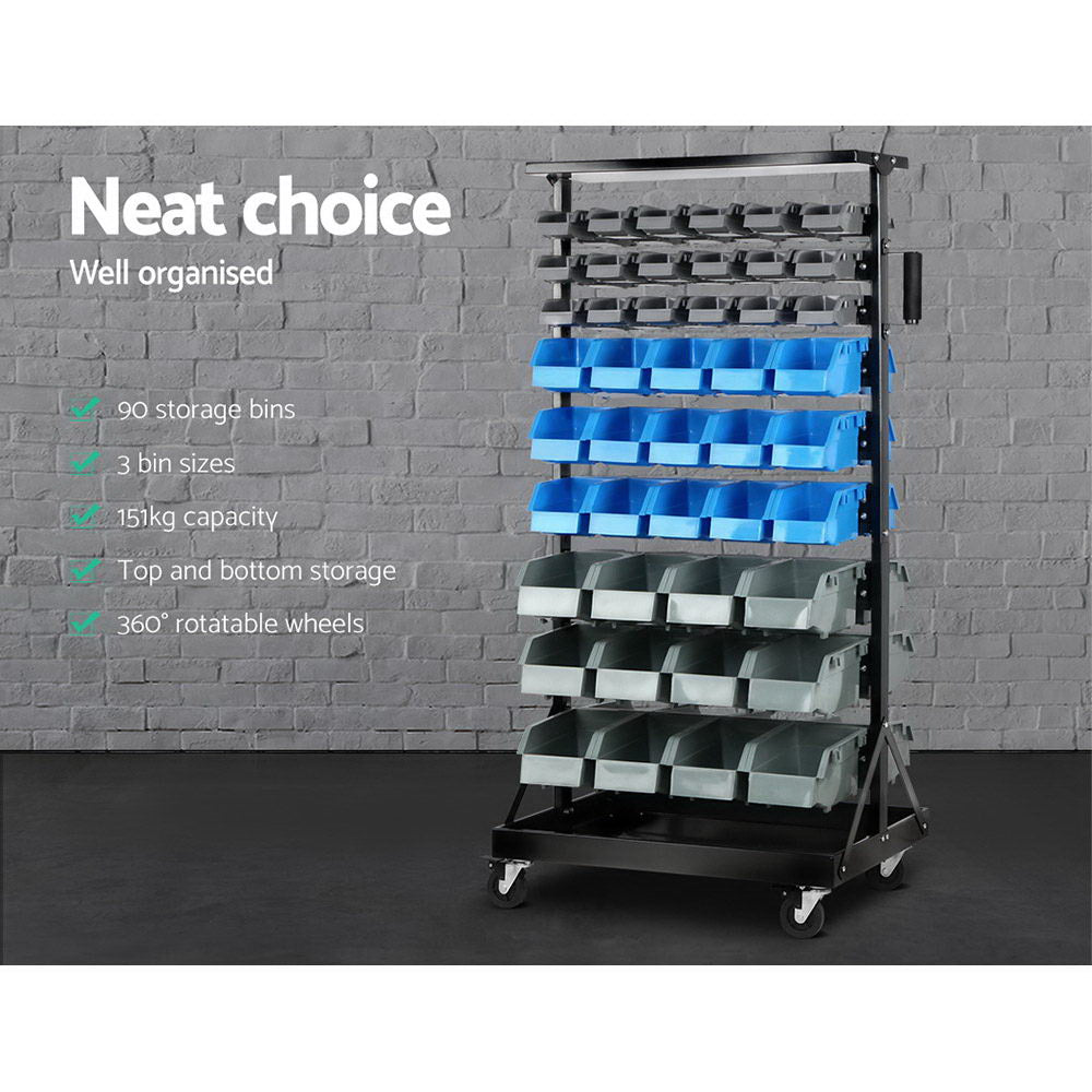 Bicycle Stands & Storage: Giantz 90 Storage Bin Rack Stand Double-sided Wheels