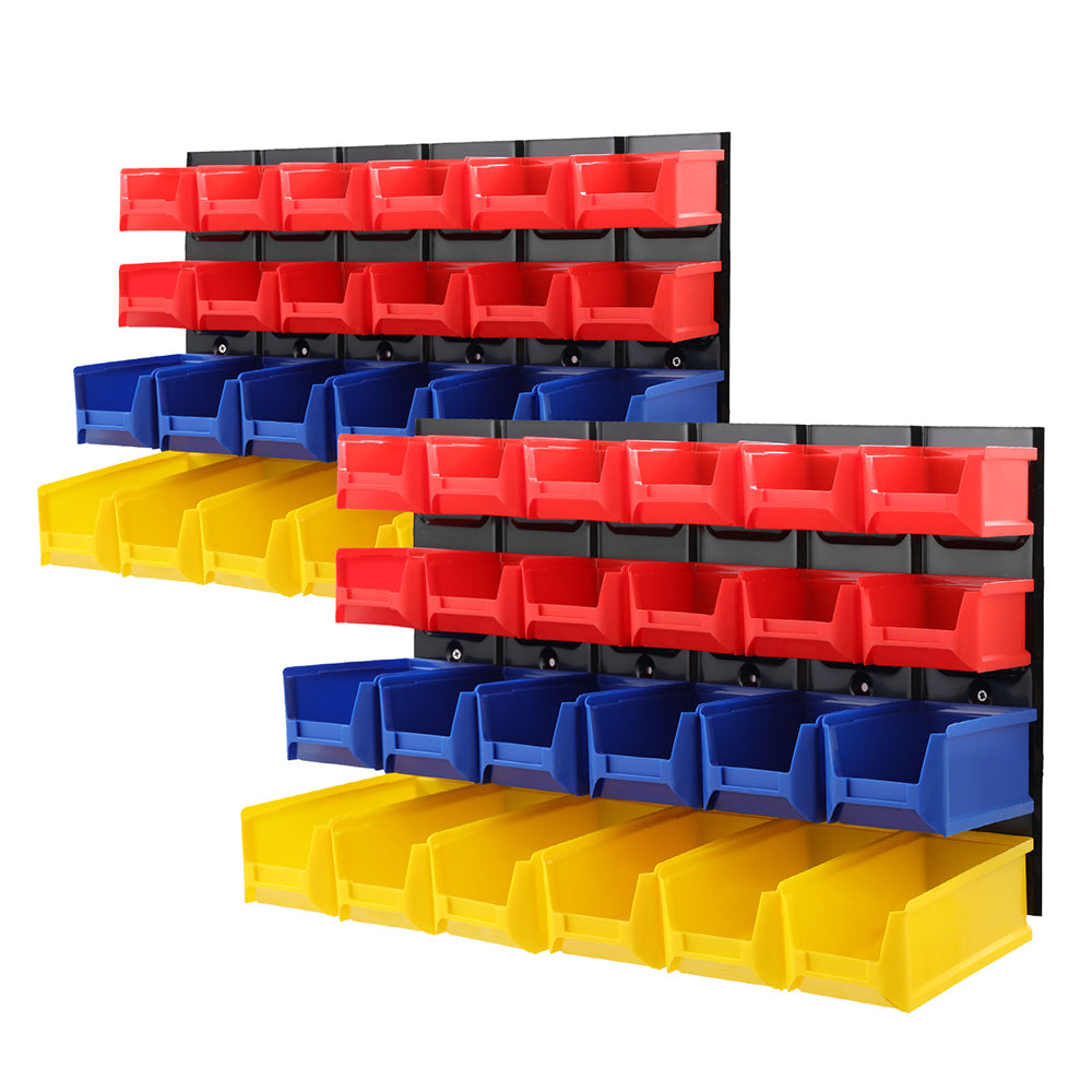 Wall Storage Racks: Giantz 48 Storage Bin Rack Wall Mounted Peg Board