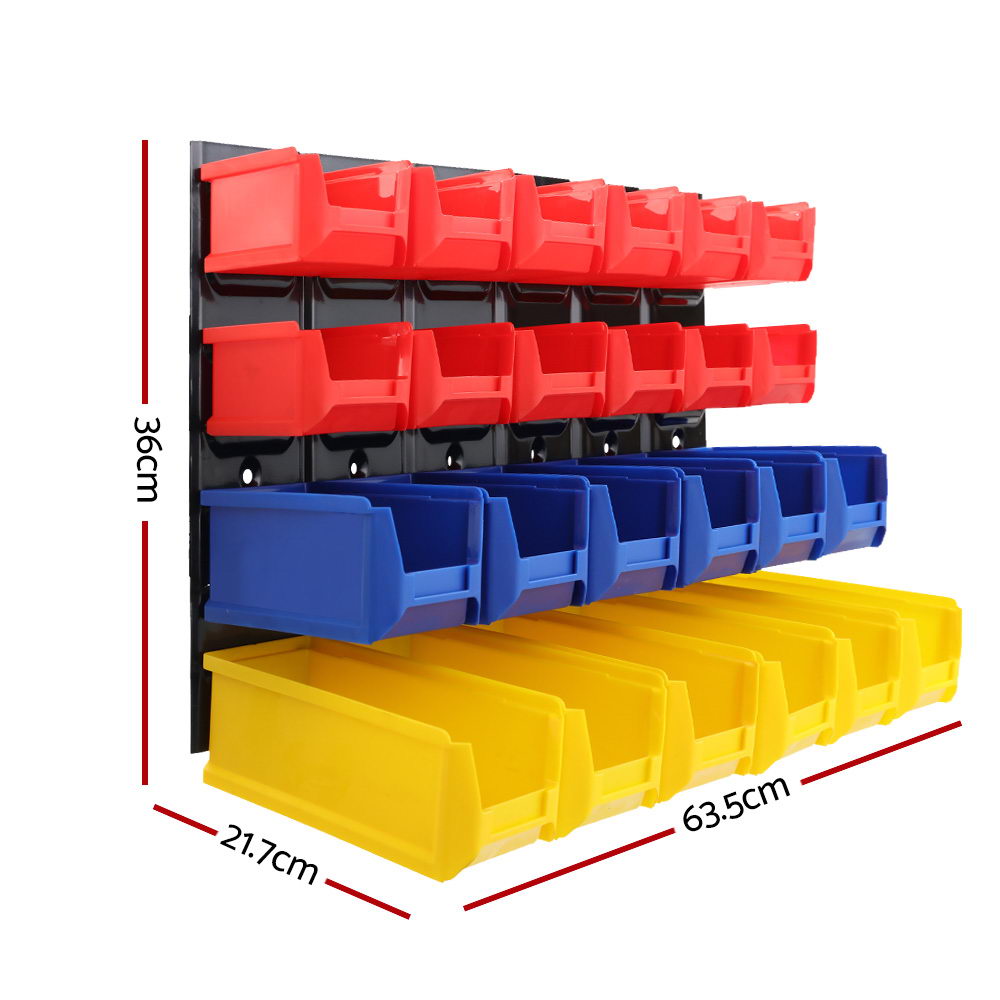 Wall Storage Racks: Giantz 48 Storage Bin Rack Wall Mounted Peg Board