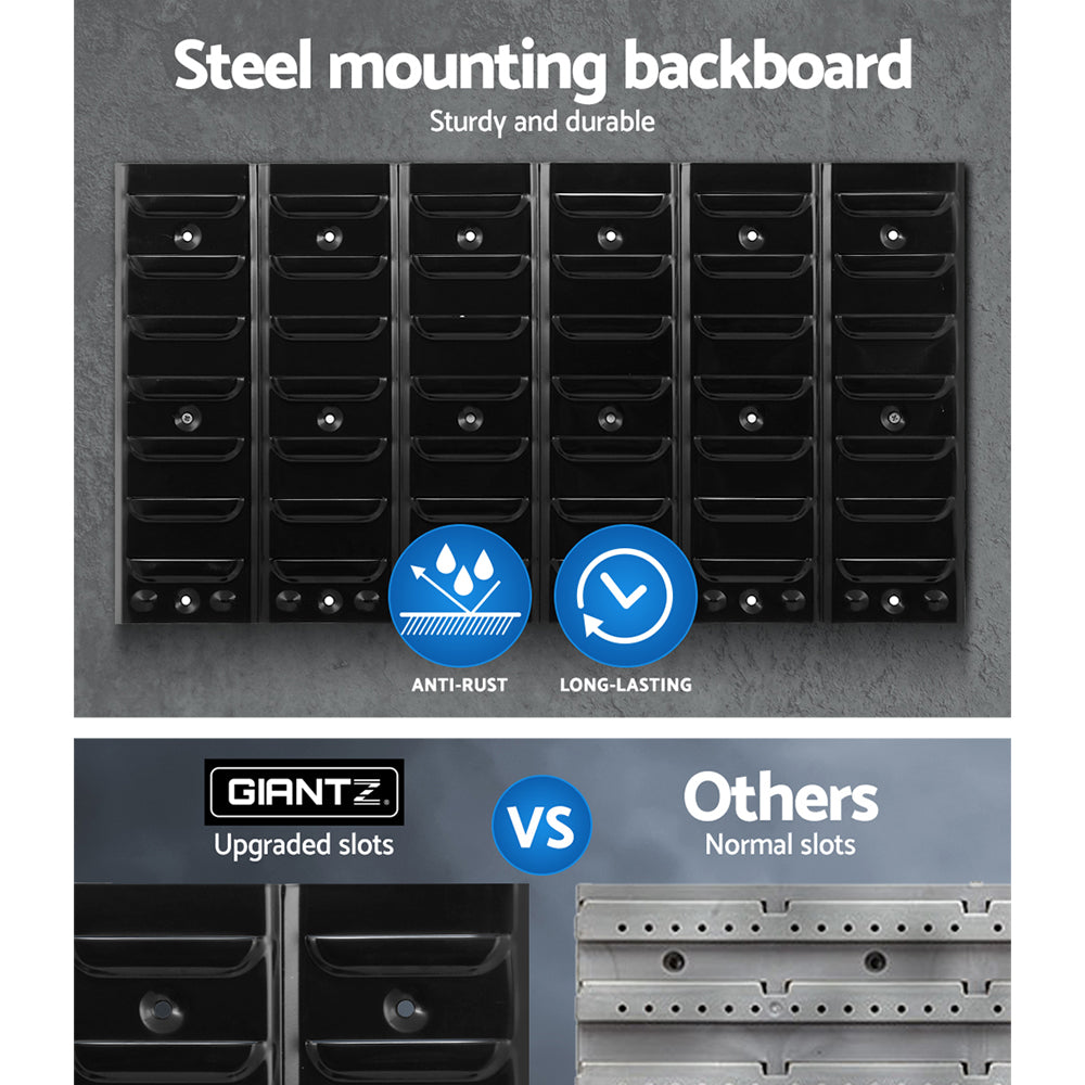 Wall Storage Racks: Giantz 48 Storage Bin Rack Wall Mounted Peg Board
