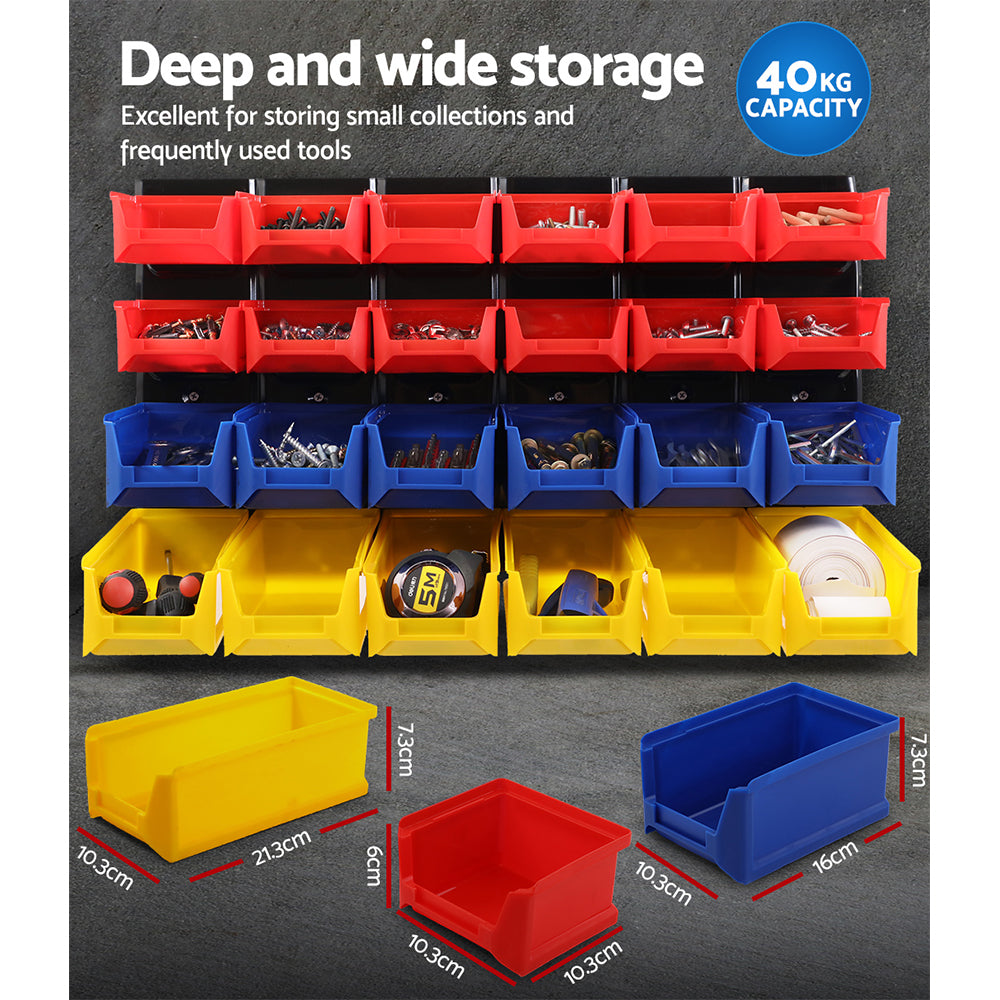 Wall Storage Racks: Giantz 48 Storage Bin Rack Wall Mounted Peg Board