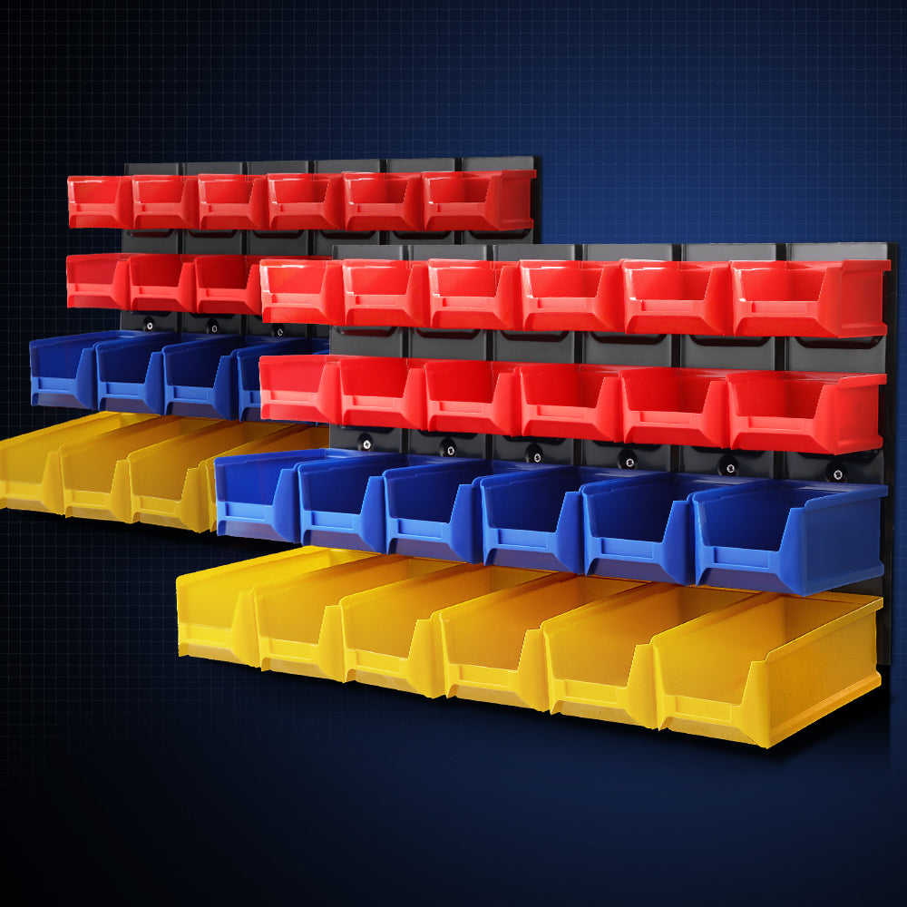 Wall Storage Racks: Giantz 48 Storage Bin Rack Wall Mounted Peg Board
