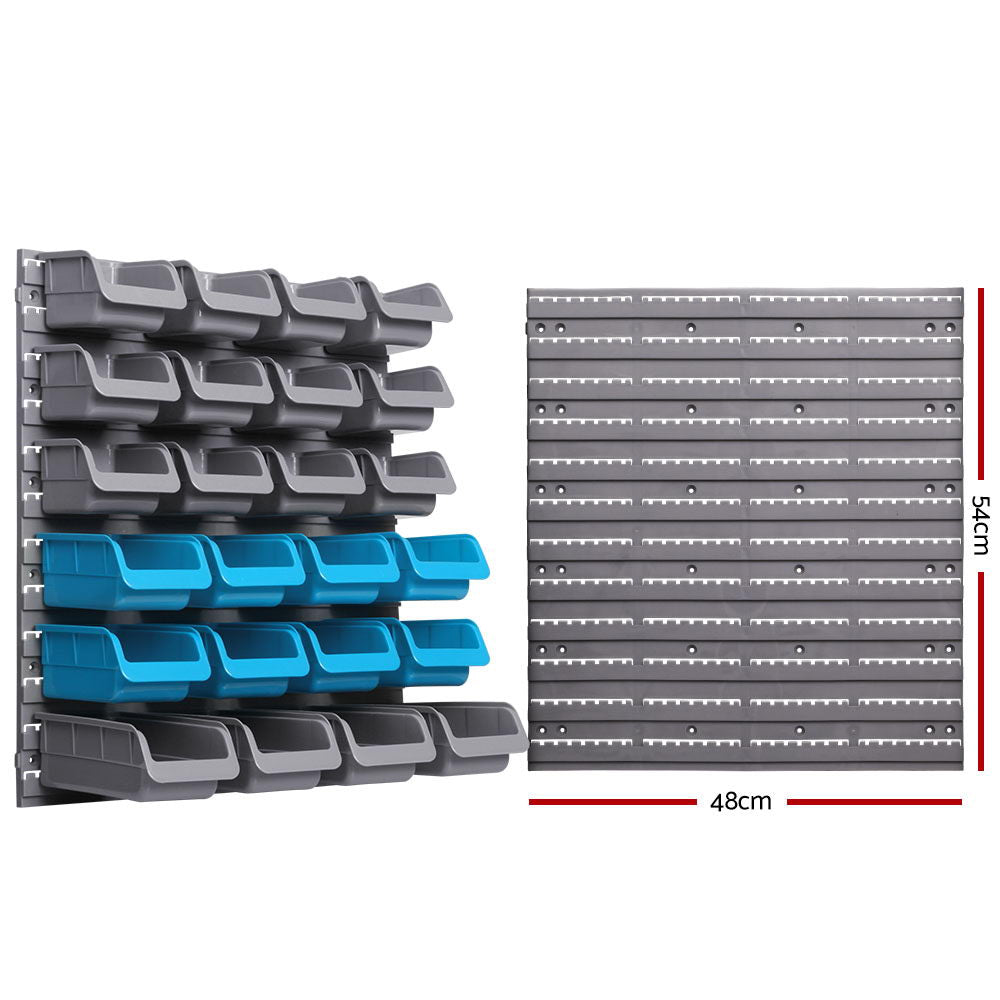 Wall Storage Racks: Giantz 44 Storage Bin Rack Wall Mounted Peg Board