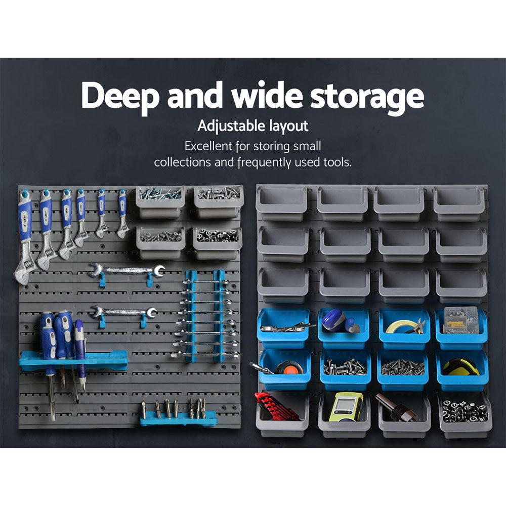 Wall Storage Racks: Giantz 44 Storage Bin Rack Wall Mounted Peg Board