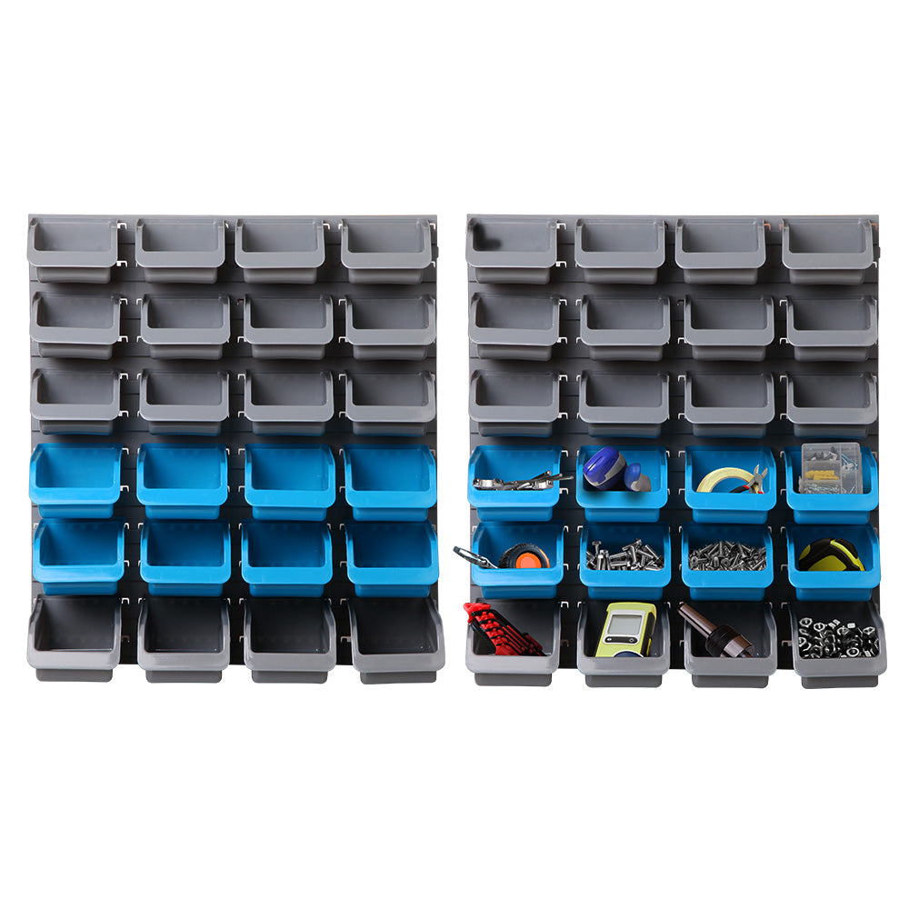 Wall Storage Racks: Giantz 48 Storage Bin Rack Wall Mounted Steel Board