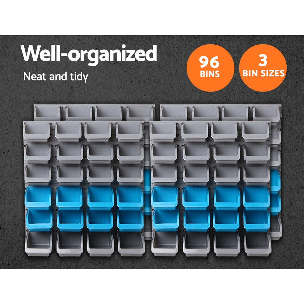 Wall Storage Racks: Giantz 96 Storage Bin Rack Wall Mounted