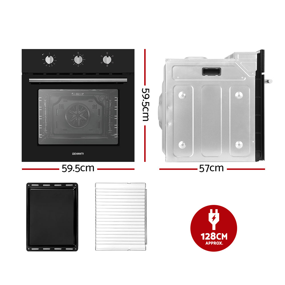 Ovens: Devanti 60cm Electric Built In Wall Oven Stainless Steel