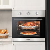 Ovens: Devanti 60cm Electric Built In Wall Oven Stainless Steel 70L Silver