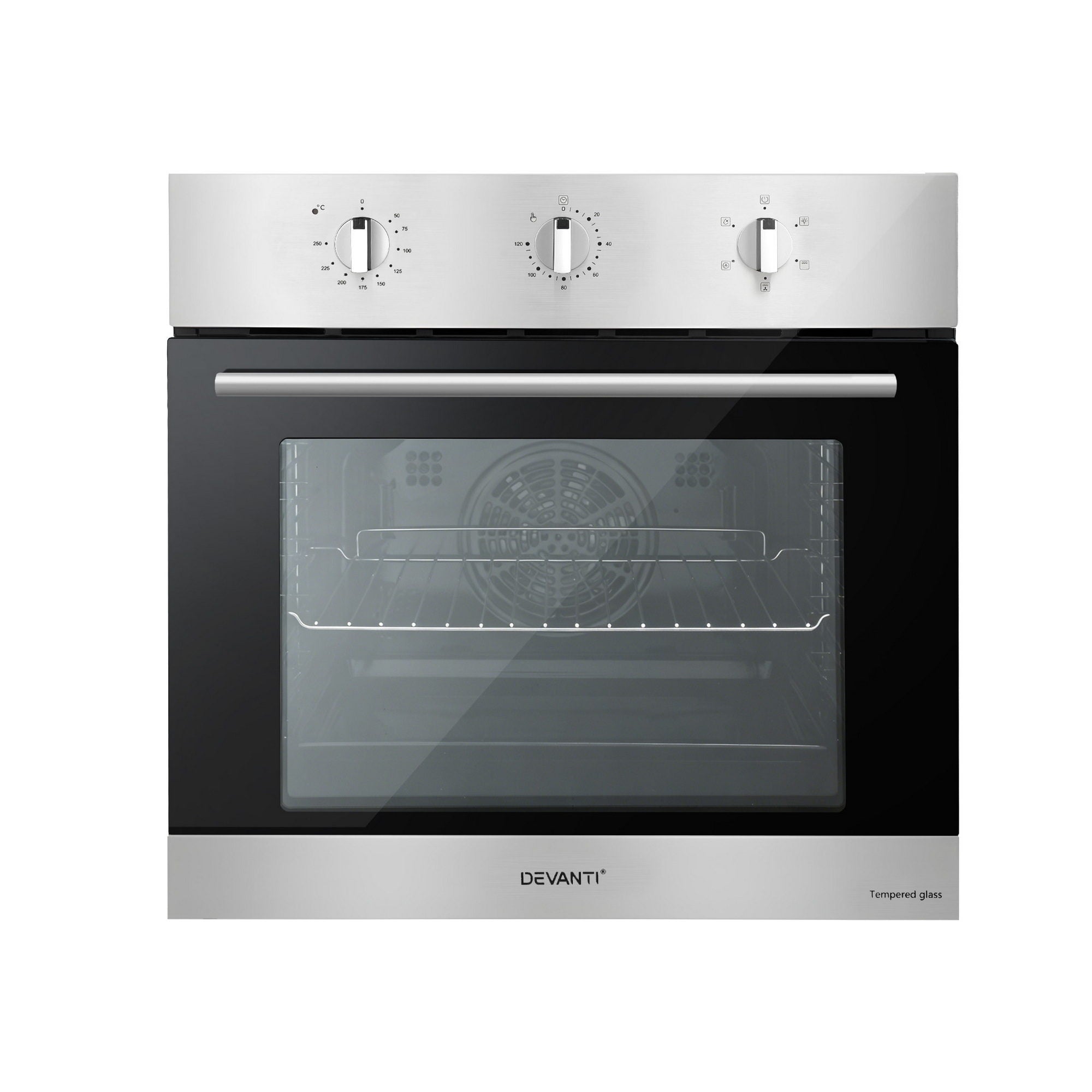 Ovens: Devanti 60cm Electric Built In Wall Oven Stainless Steel 70L Silver