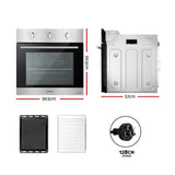 Ovens: Devanti 60cm Electric Built In Wall Oven Stainless Steel 70L Silver