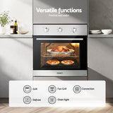 Ovens: Devanti 60cm Electric Built In Wall Oven Stainless Steel 70L Silver