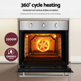Ovens: Devanti 60cm Electric Built In Wall Oven Stainless Steel 70L Silver