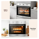 Ovens: Devanti 60cm Electric Built In Wall Oven Stainless Steel 70L Silver