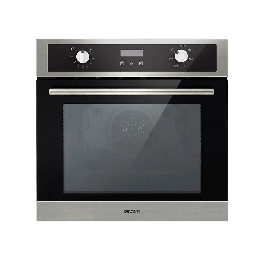 Ovens: Devanti Electric Built In Wall Oven 80L Convection Grill Ovens Stainless Steel