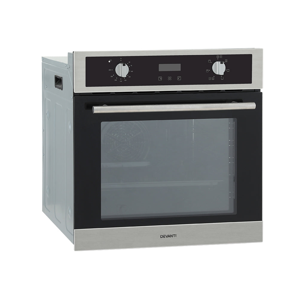 Ovens: Devanti Electric Built In Wall Oven 80L Convection Grill Ovens Stainless Steel
