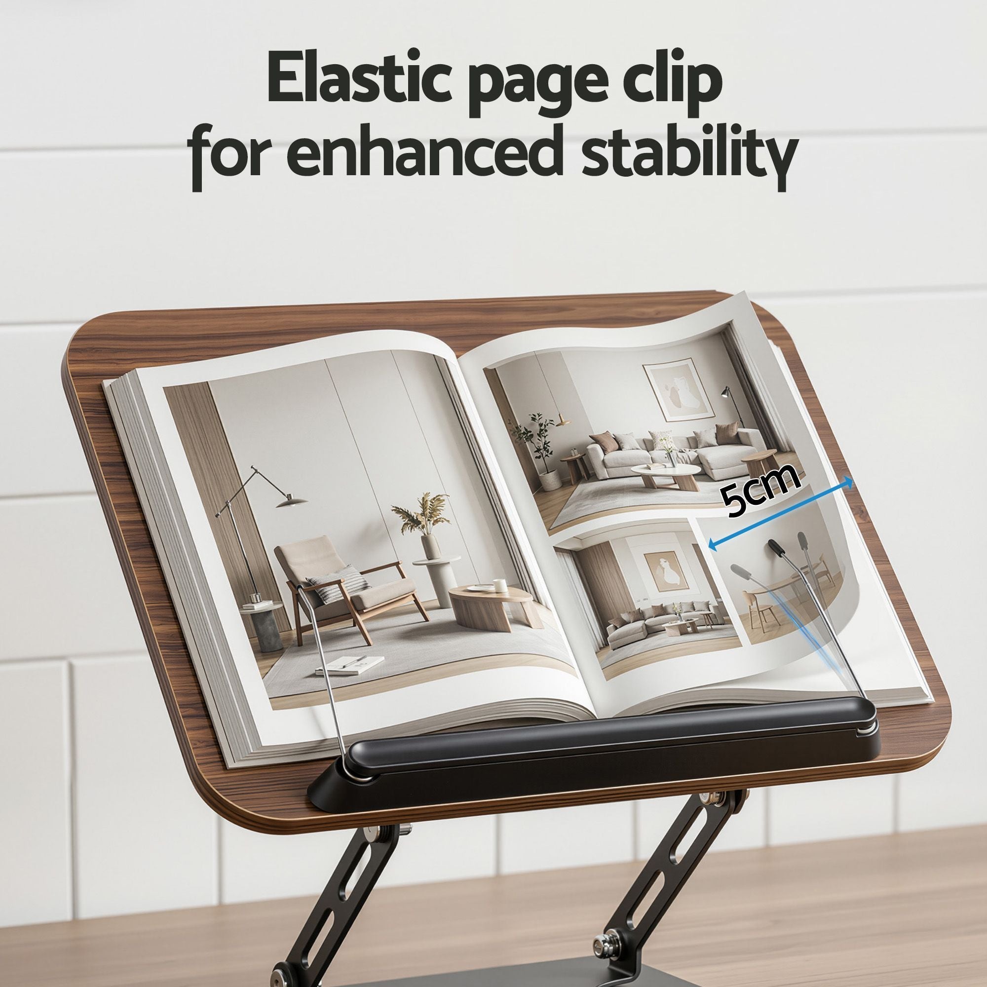 Artiss Book Stand Adjustable Book Holder Foldable Reading Rest Rack with 360 Degree Rotating Base and Page Clip