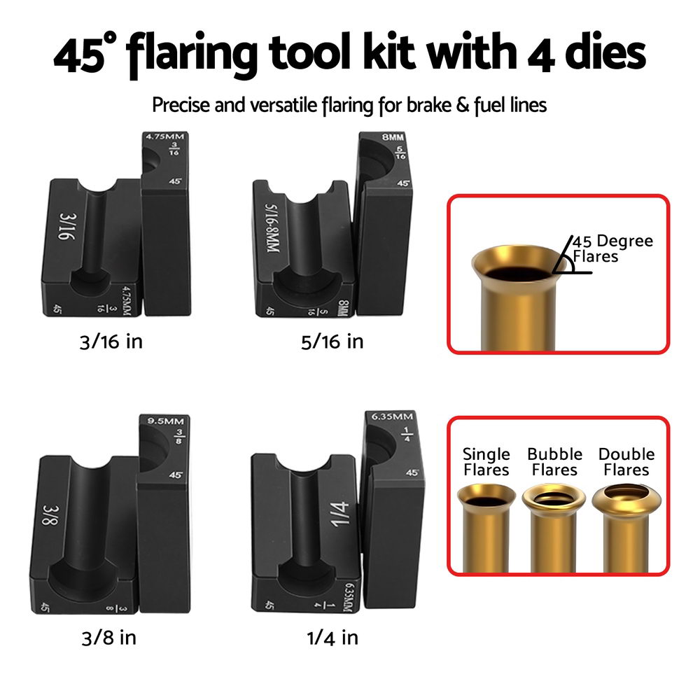 Hand Tools: Giantz 45° Brake Line Flaring Tool Kit for 3/16"-3/8" Tubing with Cutter