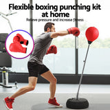 Boxing & Martial Arts: Everfit Adult Punching Bag Stand 150cm Adjustable Freestanding with Gloves and Pump
