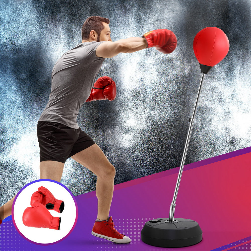 Boxing & Martial Arts: Everfit Adult Punching Bag Stand 150cm Adjustable Freestanding with Gloves and Pump