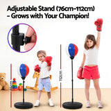 Boxing & Martial Arts: Everfit Kids Punching Bag Stand Set Adjustable 76-112cm with Gloves & Pump