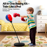 Boxing & Martial Arts: Everfit Kids Punching Bag Stand Set Adjustable 76-112cm with Gloves & Pump