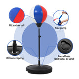 Boxing & Martial Arts: Everfit Kids Punching Bag Stand Set Adjustable 76-112cm with Gloves & Pump