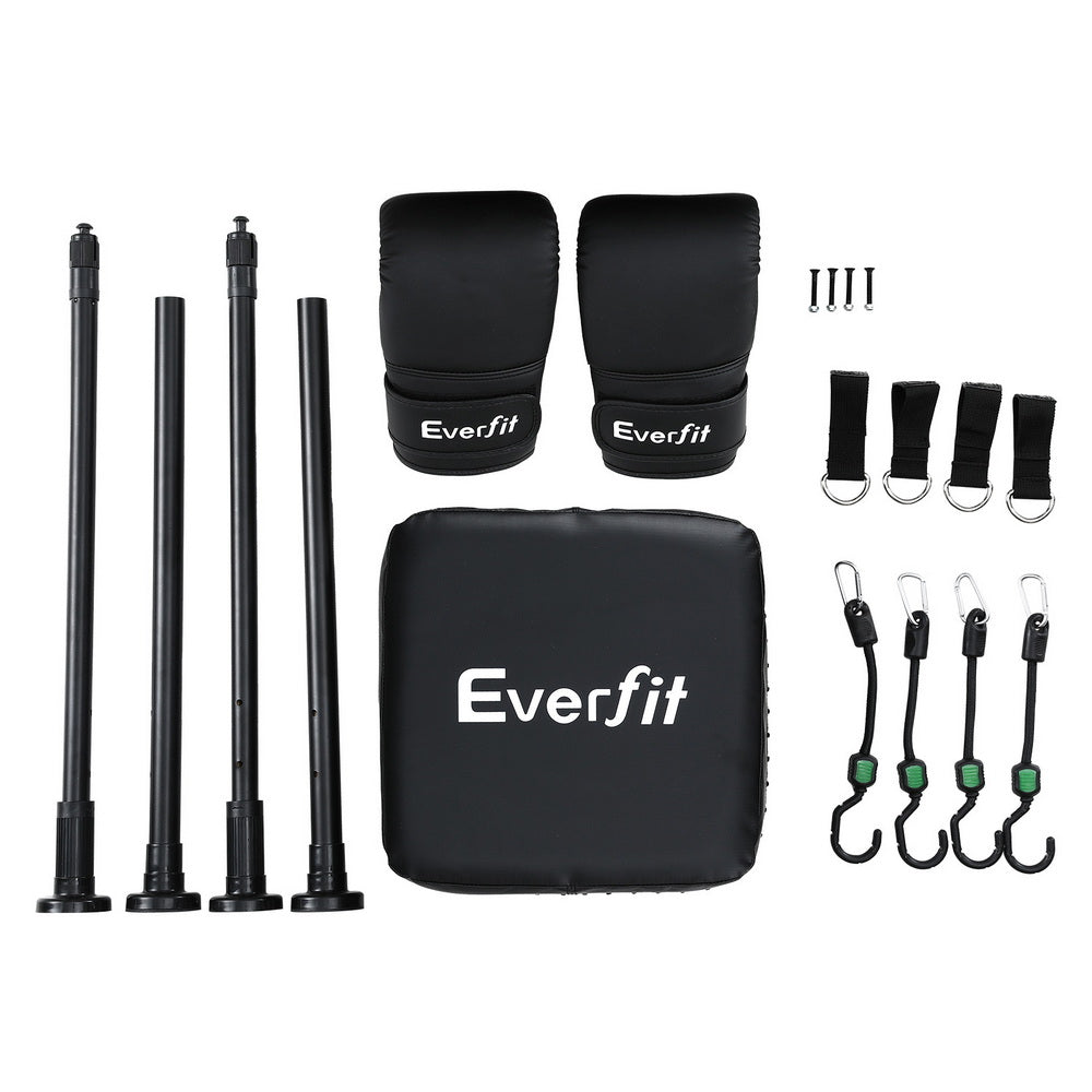 Boxing & Martial Arts: Everfit Doorway Punching Bag Adjustable Apartment Friendly with Boxing Gloves Black