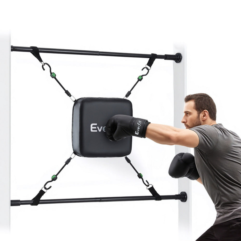Boxing & Martial Arts: Everfit Doorway Punching Bag Adjustable Apartment Friendly with Boxing Gloves Black