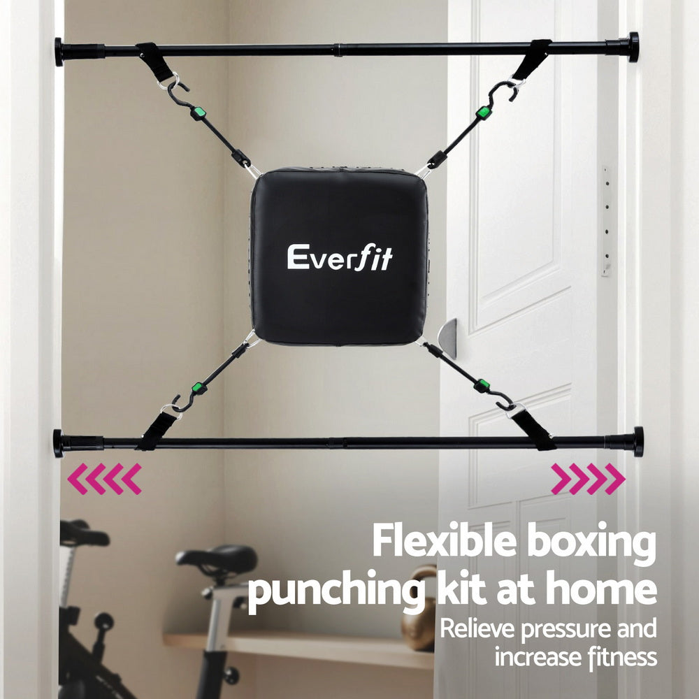 Boxing & Martial Arts: Everfit Doorway Punching Bag Adjustable Apartment Friendly with Boxing Gloves Black