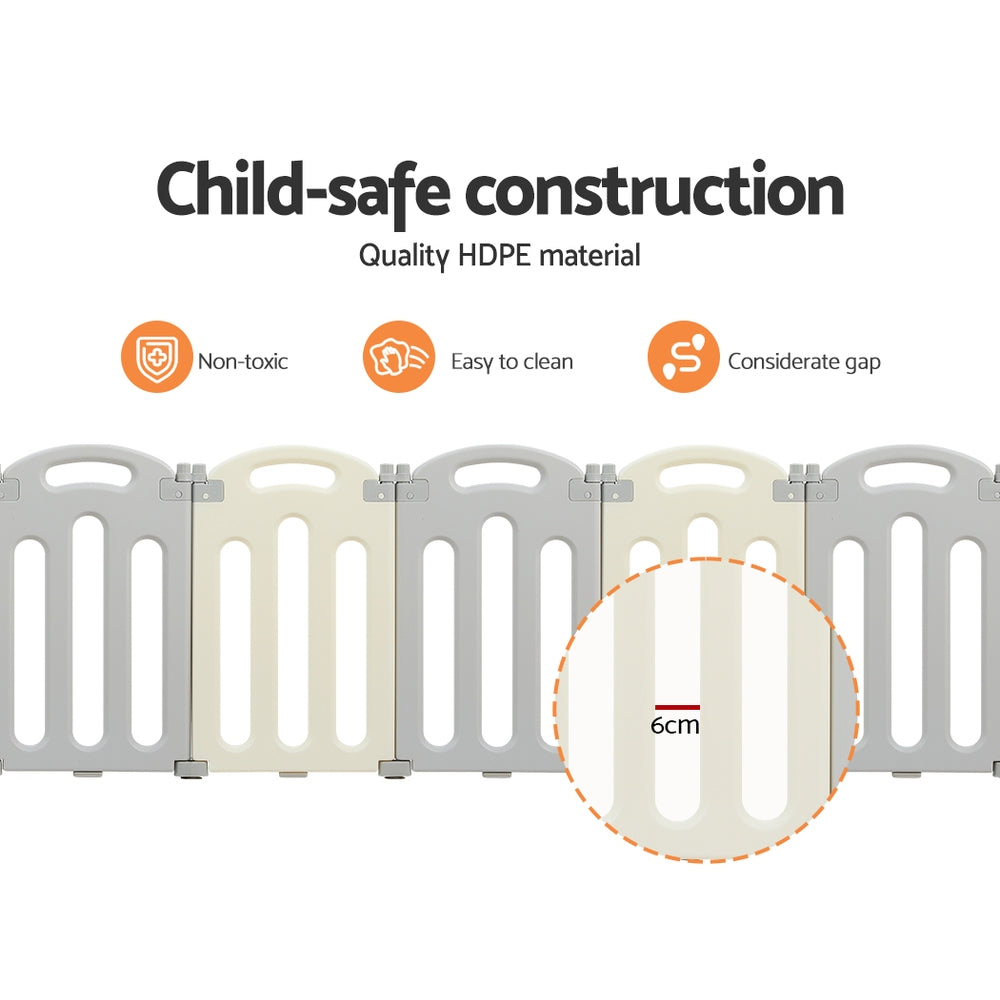 Ball Pits & Play Pens: Keezi Baby Playpen 16 Panels Foldable Toddler Fence Safety Play Activity Centre
