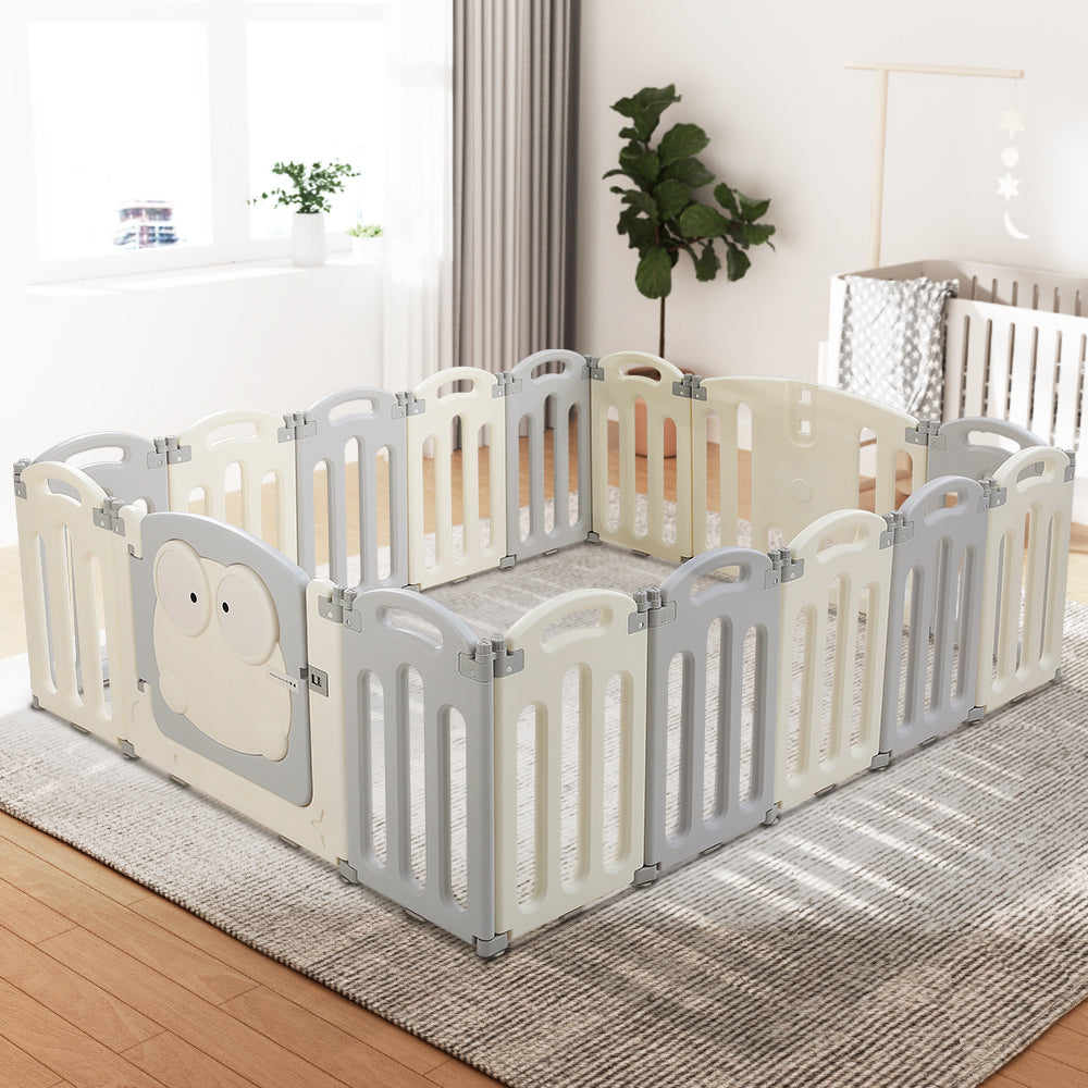 Ball Pits & Play Pens: Keezi Baby Playpen 16 Panels Foldable Toddler Fence Safety Play Activity Centre