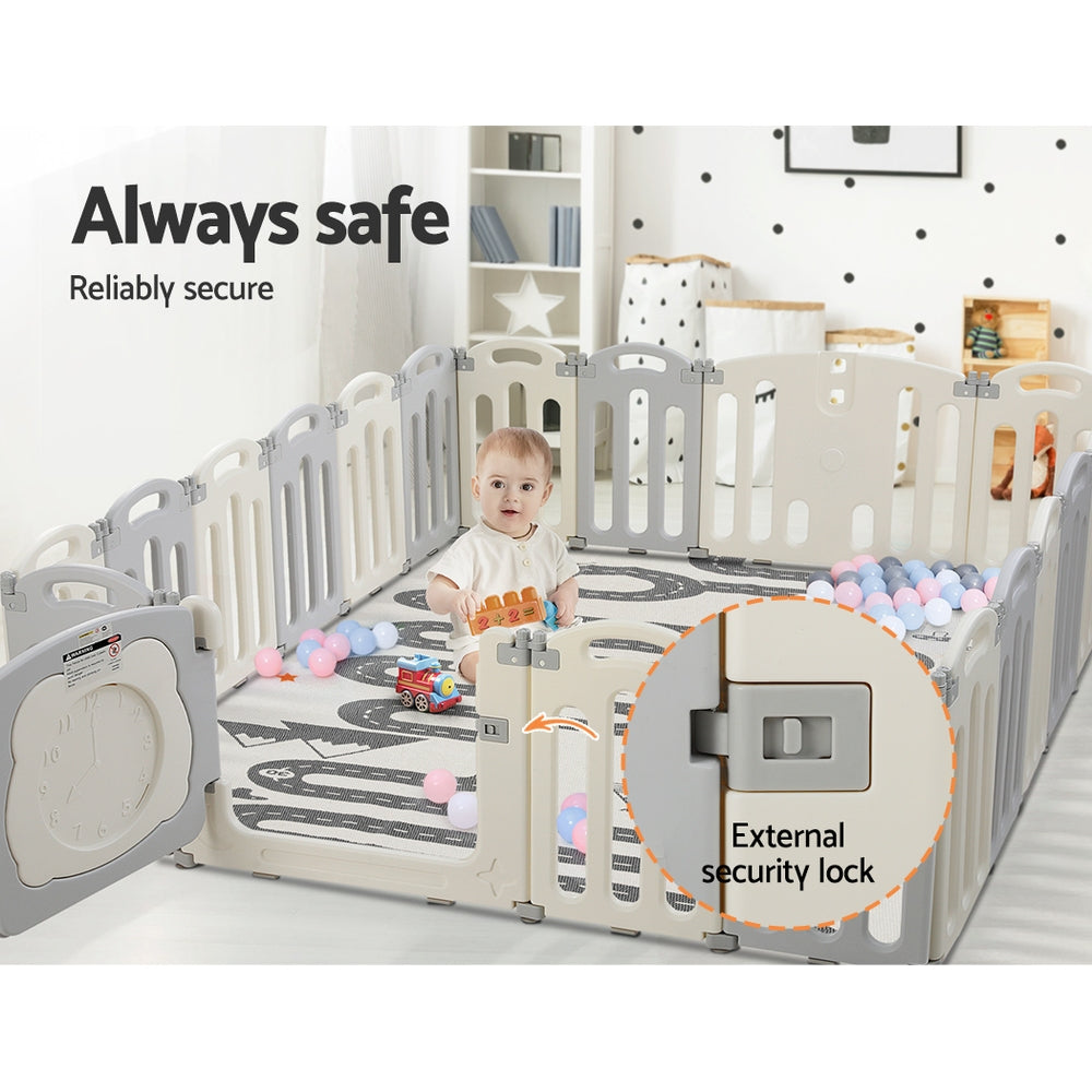 Ball Pits & Play Pens: Keezi Baby Playpen 20 Panels Foldable Toddler Fence Safety Play Activity Centre