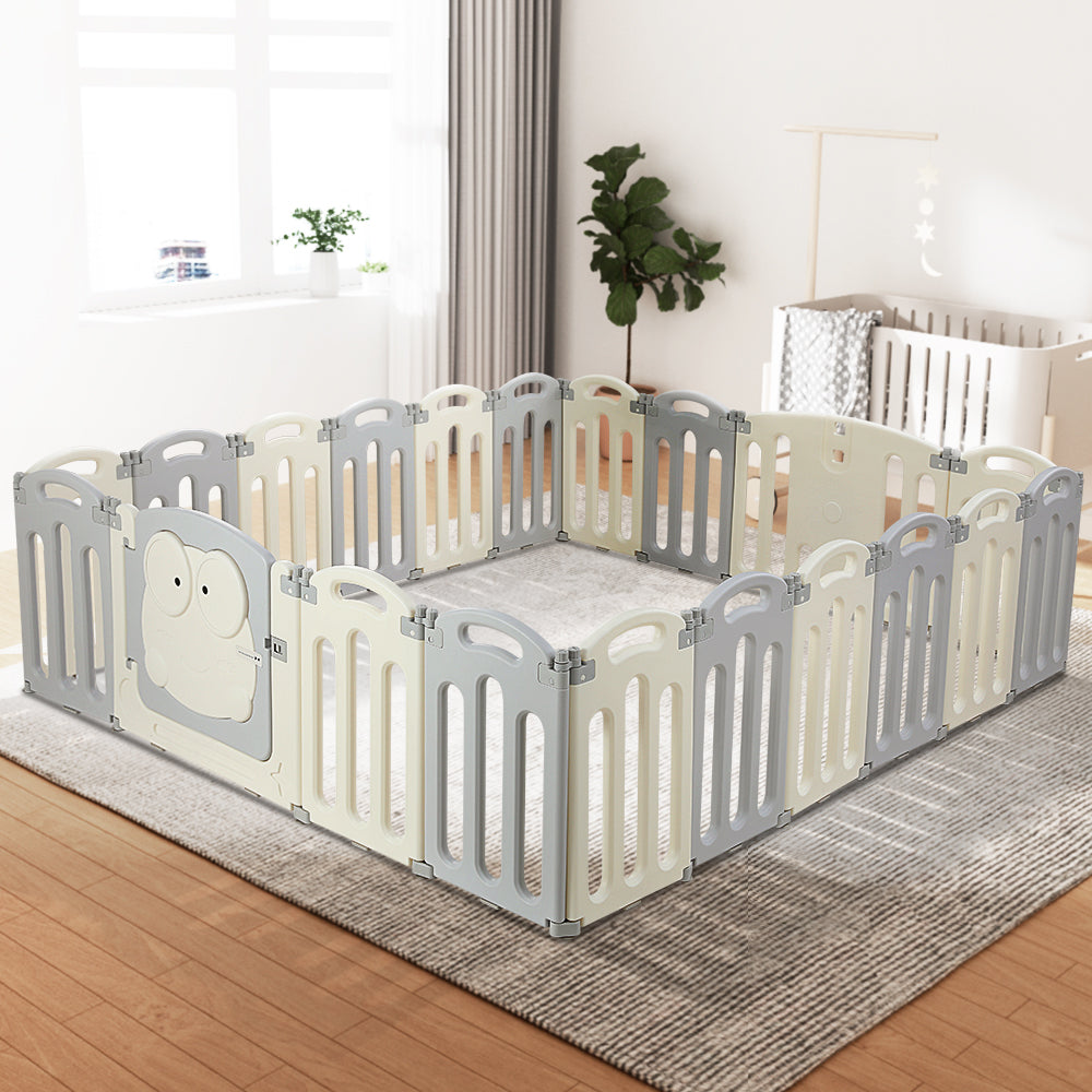 Ball Pits & Play Pens: Keezi Baby Playpen 20 Panels Foldable Toddler Fence Safety Play Activity Centre