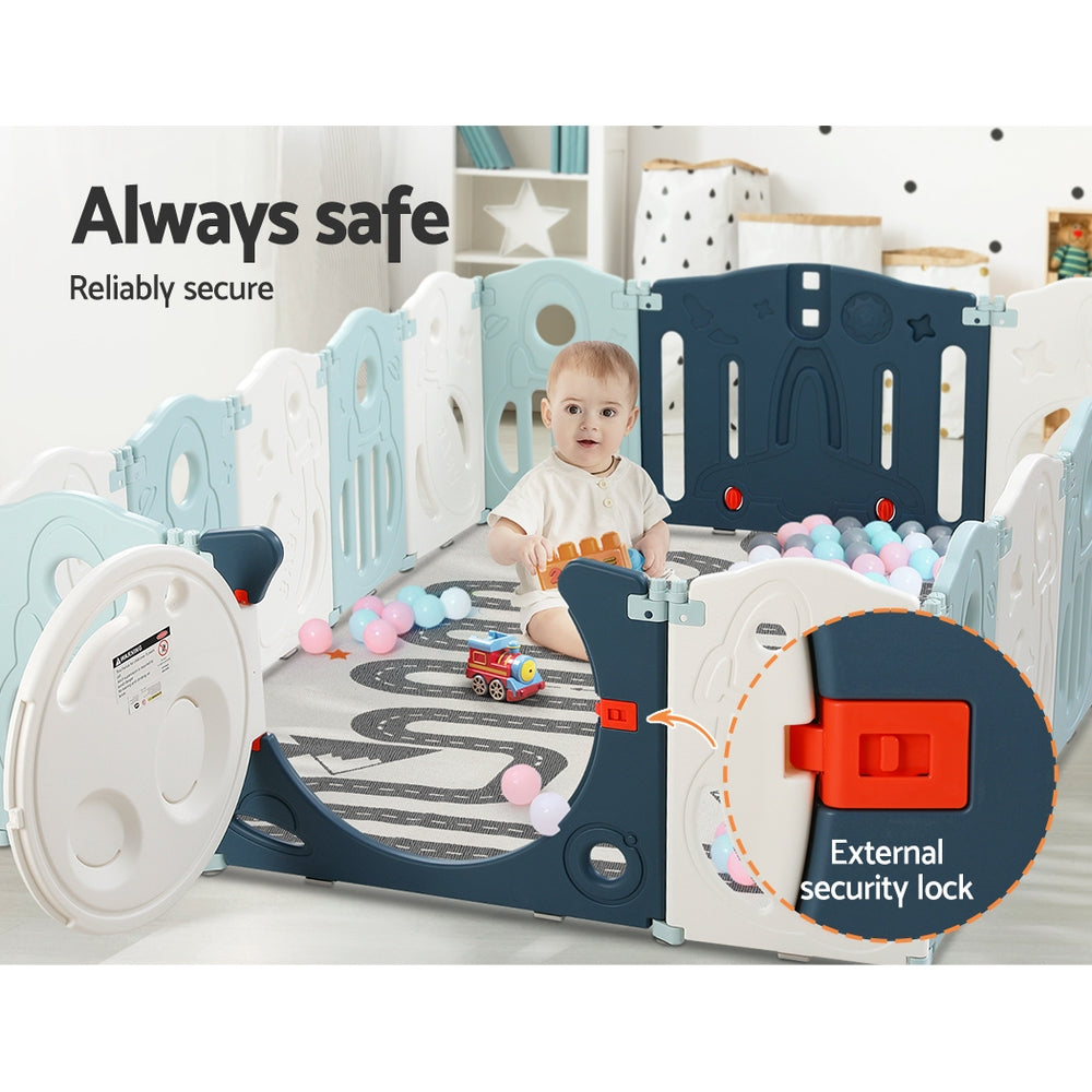Ball Pits & Play Pens: Keezi Baby Playpen 16 Panels Foldable Toddler Fence Safety Play Activity Barrier
