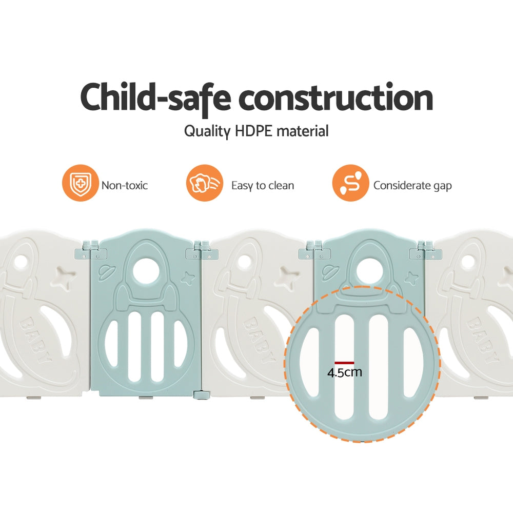 Ball Pits & Play Pens: Keezi Baby Playpen 16 Panels Foldable Toddler Fence Safety Play Activity Barrier