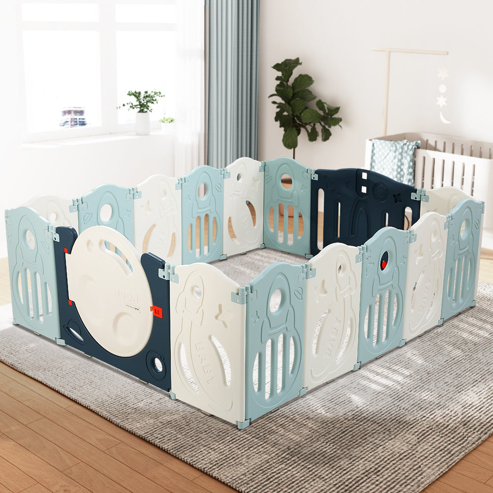 Ball Pits & Play Pens: Keezi Baby Playpen 16 Panels Foldable Toddler Fence Safety Play Activity Barrier