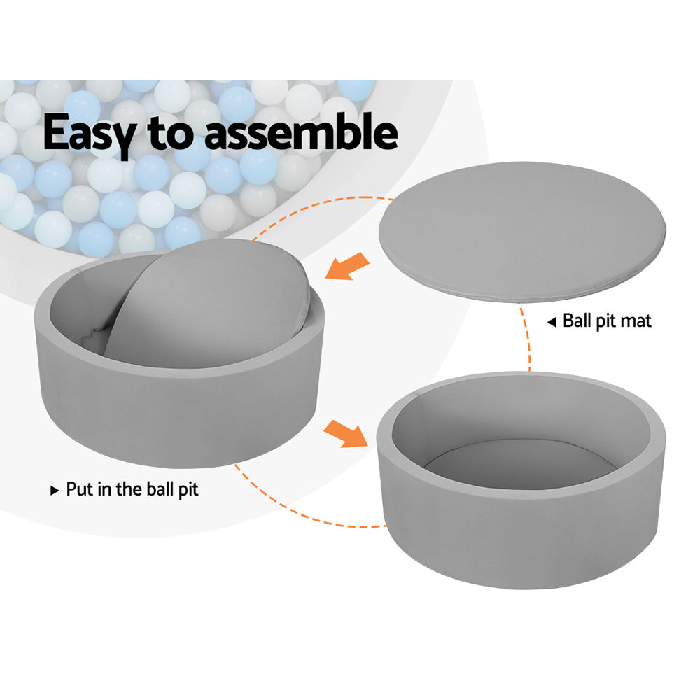Ball Pits & Play Pens: Keezi Kids Ball Pit 90x30cm Ocean Foam Play Pool Barrier Toys Children Grey
