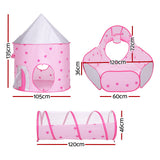 Pretend Play: Keezi Kids Playhouse Play Tent Pop Up Castle Crawl Tunnel Basketball Hoop Pink