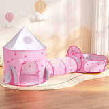 Pretend Play: Keezi Kids Playhouse Play Tent Pop Up Castle Crawl Tunnel Basketball Hoop Pink
