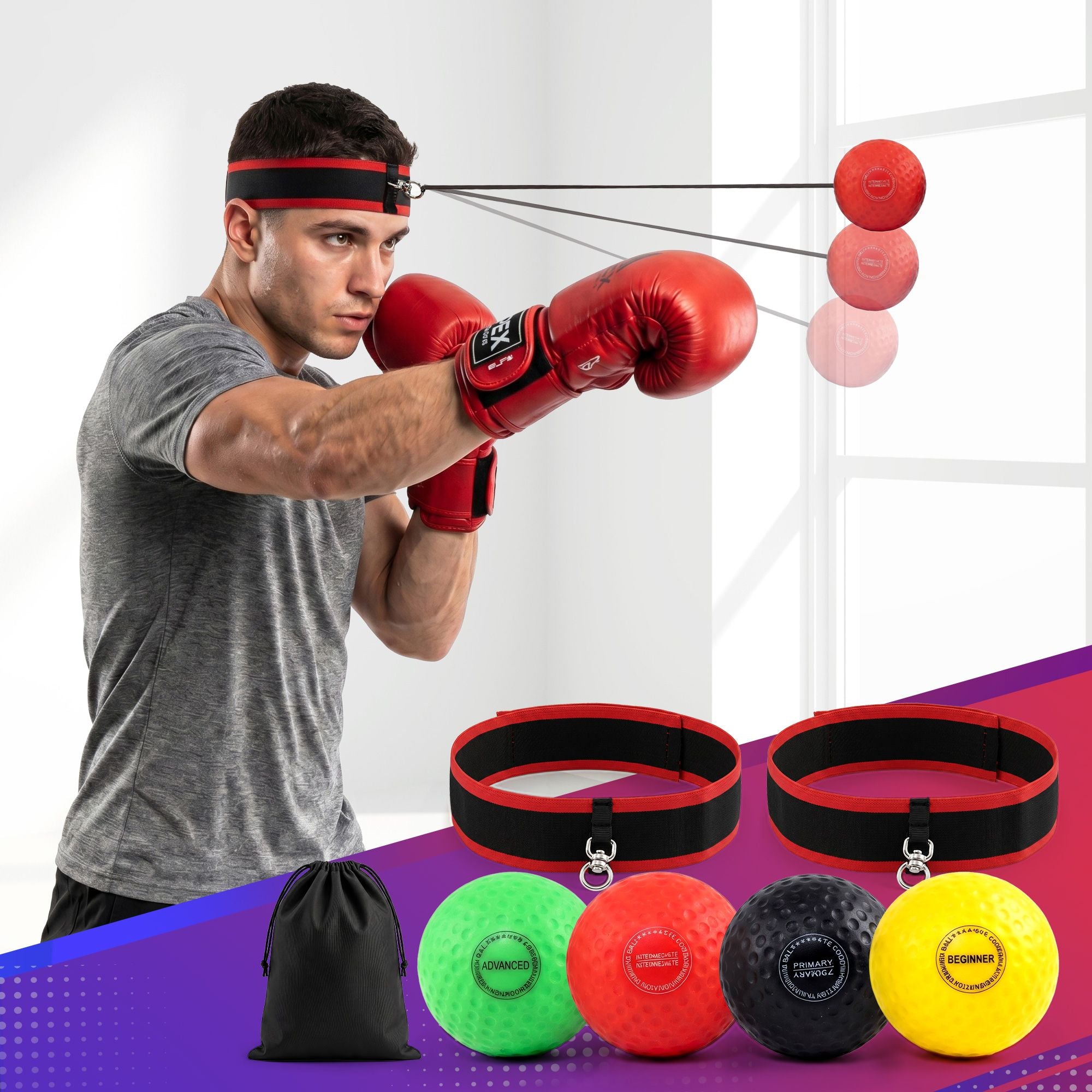 Everfit Boxing Reflex Ball Headband Hand Eye Coordination Stress Relief Multi