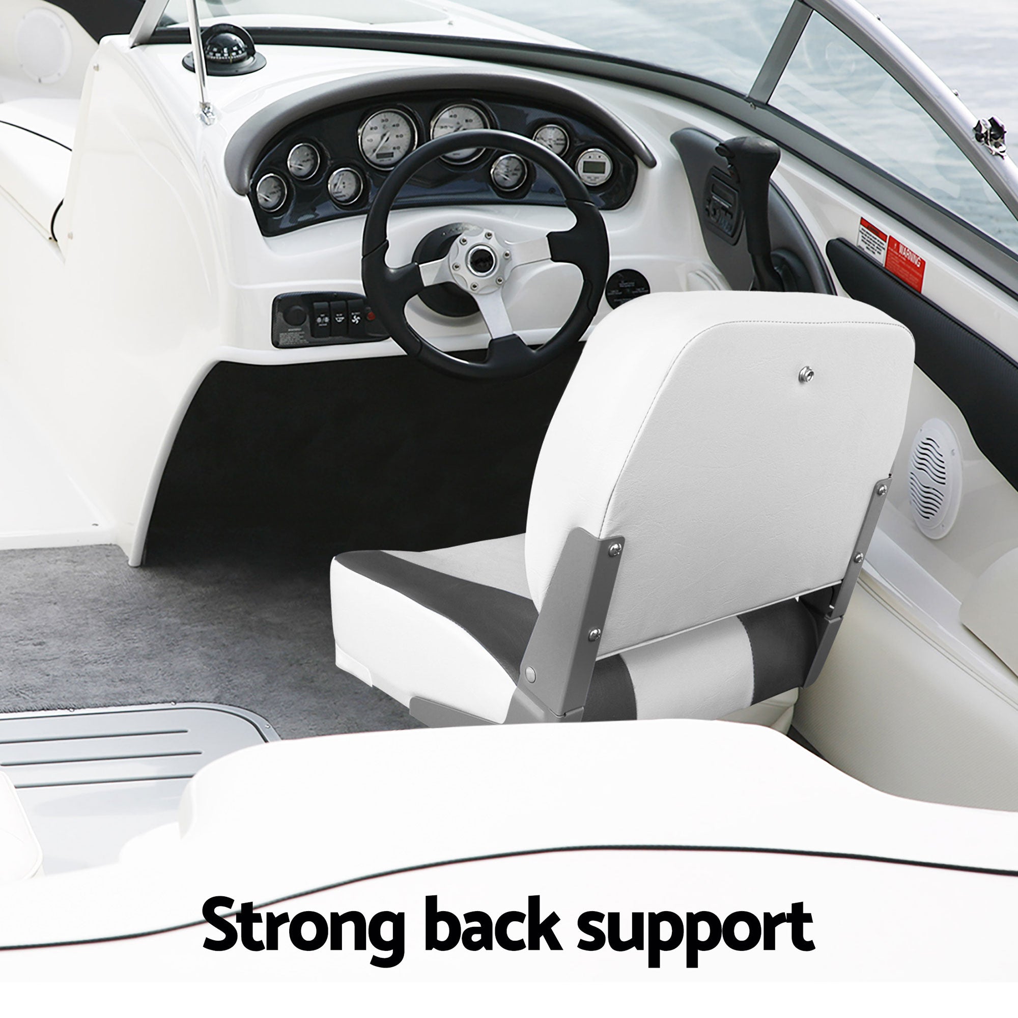 Boating Accessories: Seamanship 2X Folding Boat Seats with 2X Adjustable Pedestals 3446cm Marine Swivel Low Back 13cm Padding Charcoal