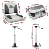 Boating Accessories: Seamanship 2X Folding Boat Seats with 2X Adjustable Pedestals 5575cm Marine Swivel Low Back 13cm Padding Charcoal