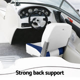 Boating Accessories: Seamanship 2X Folding Boat Seats with 2X Adjustable Pedestals 3446cm Marine Swivel Low Back 13cm Padding White Blue