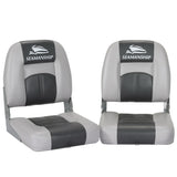 Boating Accessories: Seamanship 2X Folding Boat Seats Marine Swivel Low Back 10cm Padding Charcoal