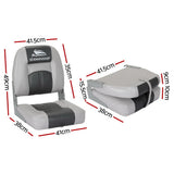 Boating Accessories: Seamanship 2X Folding Boat Seats Marine Swivel Low Back 10cm Padding Charcoal