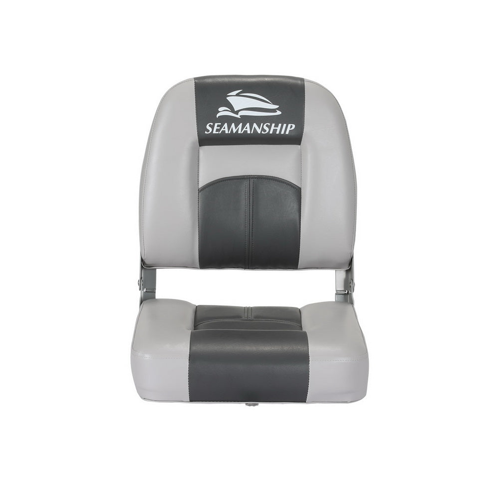 Boating Accessories: Seamanship 2X Folding Boat Seats Marine Swivel Low Back 10cm Padding Charcoal