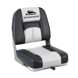Boating Accessories: Seamanship 2X Folding Boat Seats Marine Seat Swivel Low Back 10cm Padding Grey