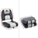 Boating Accessories: Seamanship 2X Folding Boat Seats Marine Seat Swivel Low Back 10cm Padding Grey