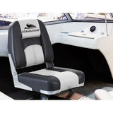Boating Accessories: Seamanship 2X Folding Boat Seats Marine Seat Swivel Low Back 10cm Padding Grey