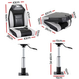 Boating Accessories: Seamanship 2X Folding Boat Seats with 2X Adjustable Pedestals 3446cm Marine Seat Swivel High Back 12cm Padding Black